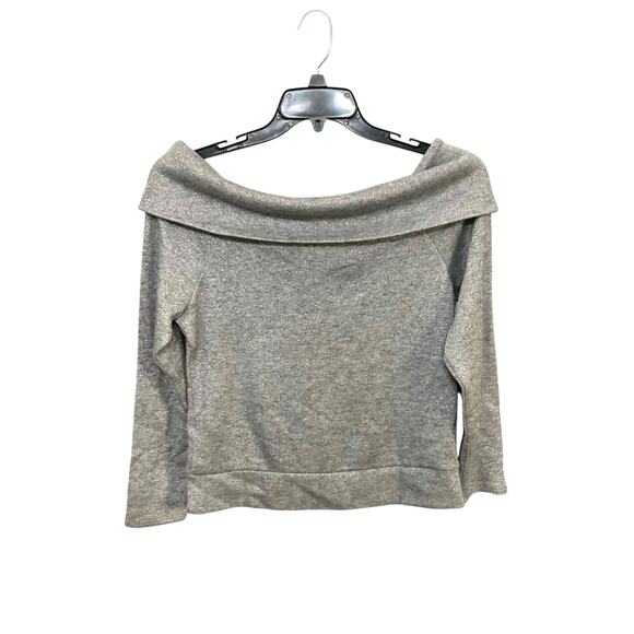 NWT Off the Shoulder Silver Sparkly Sweater WHBM Size Large Holiday Womens - Picture 2 of 7